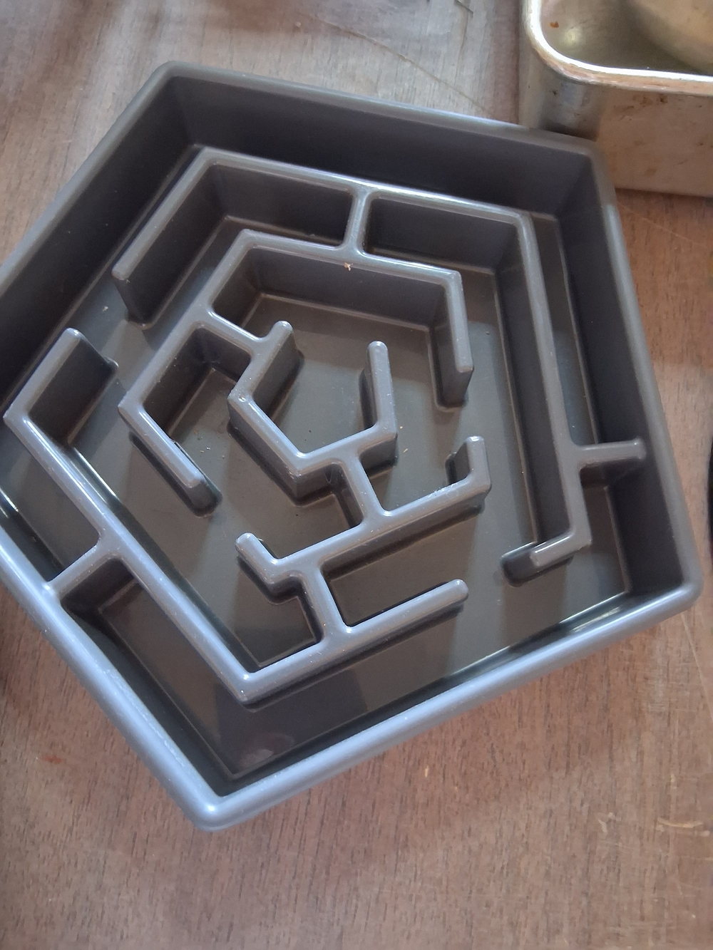Gray Hexagon Slow Feeder Pet Bowl - Brand